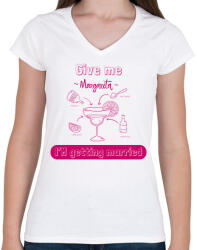 printfashion Give me margarita - Női V-nyakú póló - Fehér (6208330)