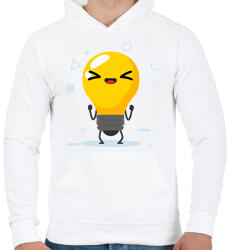 printfashion Villanykörte - Férfi kapucnis pulóver - Fehér (6537415)
