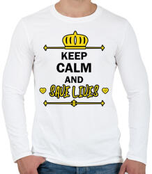 printfashion Keep calm and save lives - Férfi hosszú ujjú póló - Fehér (9126418)
