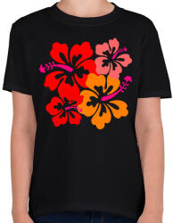 printfashion Hibiscus - Gyerek póló - Fekete (1279313)