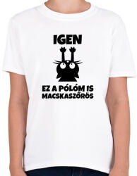 printfashion Igen, ez a pólóm is macskaszőrös - Gyerek póló - Fehér (10733883)