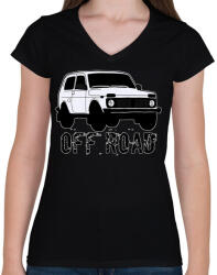 printfashion OFF ROAD - Női V-nyakú póló - Fekete (5517823)