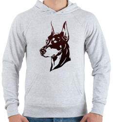 printfashion doberman - Férfi kapucnis pulóver - Sport szürke (14612033)