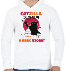 printfashion Catzilla mancsszörny - Férfi kapucnis pulóver - Fehér (4242052)
