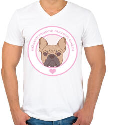 printfashion Büszke gazdi: Francia bulldog - Férfi V-nyakú póló - Fehér (1936846)