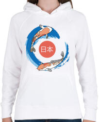 printfashion Koi ponty - Japán - Női kapucnis pulóver - Fehér (7632729)
