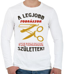 printfashion Fodrász szülinapja szeptember színes - Férfi hosszú ujjú póló - Fehér (5491013)