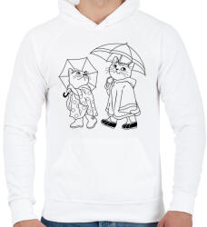 printfashion Macskák az esőben - Férfi kapucnis pulóver - Fehér (10285320)