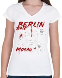 printfashion La casa de papel art - sötét alaphoz - Női V-nyakú póló - Fehér (4801450)