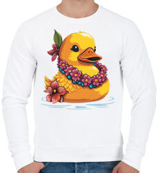 printfashion Gumikacsa hawaii virágfüzérrel - Férfi pulóver - Fehér (12472154)