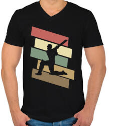 printfashion Krikett játékos - Férfi V-nyakú póló - Fekete (15834008)