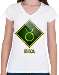 printfashion Bika - Női V-nyakú póló - Fehér (5348900)