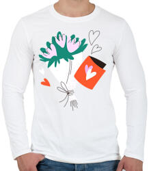 printfashion Virág csokor - Férfi hosszú ujjú póló - Fehér (6537323)