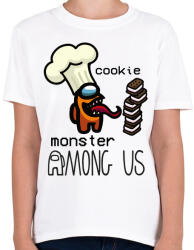 printfashion Among us - Cookie monster - Gyerek póló - Fehér (4799193)