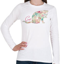 printfashion Cica - Női hosszú ujjú póló - Fehér (14501460)