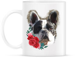 printfashion Francia bulldog virággal - Bögre - Fehér (13897315)