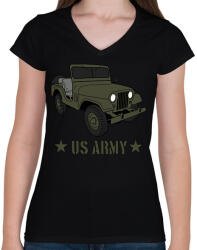 printfashion us army - Női V-nyakú póló - Fekete (5758720)