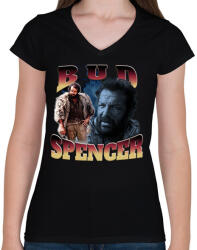 printfashion Bud Spencer - Női V-nyakú póló - Fekete (14162900)