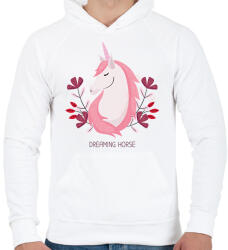 printfashion Dreaming horse - Férfi kapucnis pulóver - Fehér (6325459)