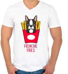 printfashion Frenchie Fries - Férfi V-nyakú póló - Fehér (2369810)
