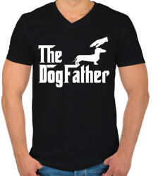 printfashion The DogFather - Férfi V-nyakú póló - Fekete (2579314)