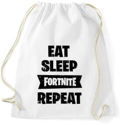 printfashion Eat-Sleep-Fortnite-Repeat - Sportzsák, Tornazsák - Fehér (928161)
