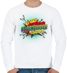 printfashion A szuperhősök novemberben születtek - Férfi pulóver - Fehér (2139699)