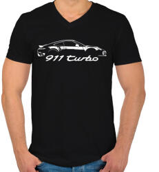 printfashion Porsche 911 turbo - Férfi V-nyakú póló - Fekete (911954)