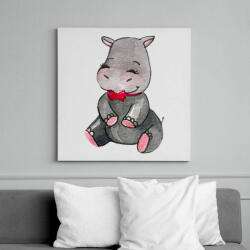 printfashion Cute Hippo - Vászonkép - Fehér (6627078)
