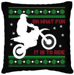 printfashion Oh what fun - Motoros - Párnahuzat, Díszpárnahuzat - Fekete (9678002)