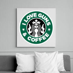 printfashion I love guns and coffee - Vászonkép - Fehér (6626061)