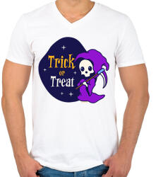 printfashion Trick or Treat 2 - Férfi V-nyakú póló - Fehér (16856900)