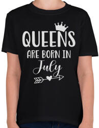 printfashion QUEENS are born in July - Gyerek póló - Fekete (5499047)