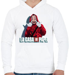printfashion La casa de papel art - Férfi kapucnis pulóver - Fehér (4895855)