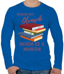 printfashion minden nap olvasok. . . - Férfi hosszú ujjú póló - Királykék (11779049)