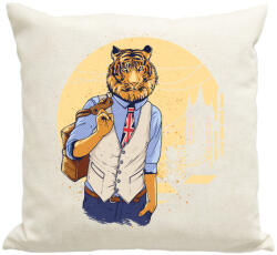 printfashion Tigris a váosban - Párnahuzat, Díszpárnahuzat - Lenvászon (144240)
