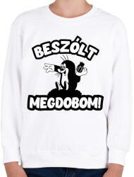 printfashion Beszólt megdobom! - Gyerek pulóver - Fehér (5376381)