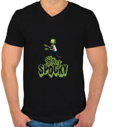 printfashion Stay Spooky Zombie - Férfi V-nyakú póló - Fekete (14757892)