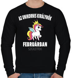 printfashion Unikornis királynők februárban születtek (MAGYAR) - Férfi pulóver - Fekete (839538)