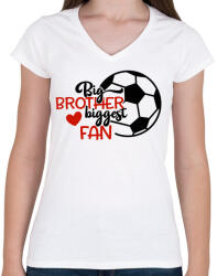 printfashion Big brother biggest fan - Női V-nyakú póló - Fehér (4951513)