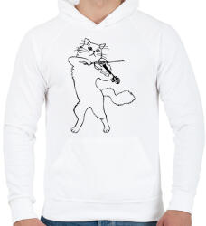 printfashion Macska hegedűl - Férfi kapucnis pulóver - Fehér (10276056)