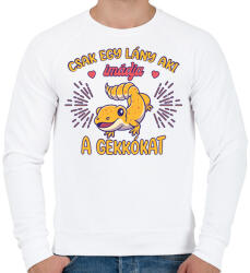 printfashion Egy lány - Gekkó - Férfi pulóver - Fehér (10782328)