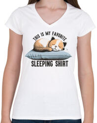 printfashion Ez a kedvenc alvós pólóm - Női V-nyakú póló - Fehér (12638049)