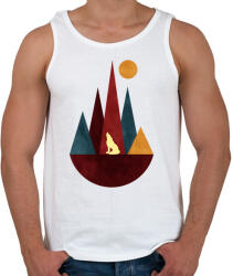 printfashion Farkas és hegyek 3 - Férfi atléta - Fehér (5232631)