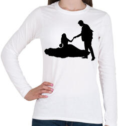 printfashion Lánykérés sziluett - Női hosszú ujjú póló - Fehér (12694199)