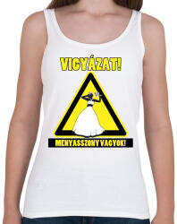 printfashion Vigyázat! Menyasszony vagyok! - Női atléta - Fehér (6310371)