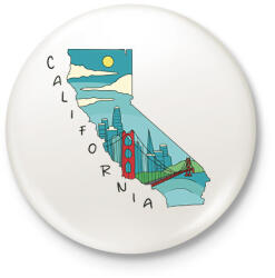 printfashion Kalifornia - Kitűző, hűtőmágnes - Fehér (6140512)