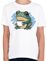 printfashion Kávézó béka - Gyerek póló - Fehér (13676460)