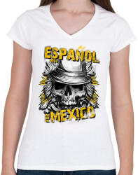 printfashion Espanol for Mexico - Női V-nyakú póló - Fehér (1574607)