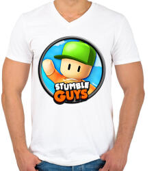 printfashion Stumble Guys - Férfi V-nyakú póló - Fehér (14957245)